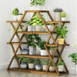 Large Plant Stand Wooden Shelf Tiered Flower Rack Holder Fr Garden Patio Balcony - Picture 1 of 12
