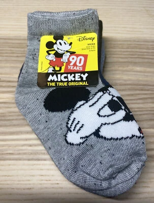 Disney Mickey Mouse Niños Calcetines Talla 5-6.5, Zapato Talla 4-7.5 Nuevo Con Etiquetas Gris/Azul Foto 1 de 3