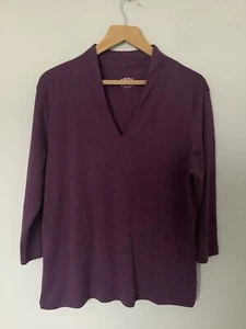 Orvis Size Large Jersey Top, 3/4 Sleeve T-Shirt, V Neckline, Plum - Picture 1 of 5