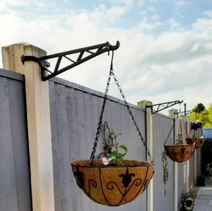 Hanging Basket Brackets for Concrete Posts 4 Pack Supports Easy Fill Baskets - Picture 1 of 12