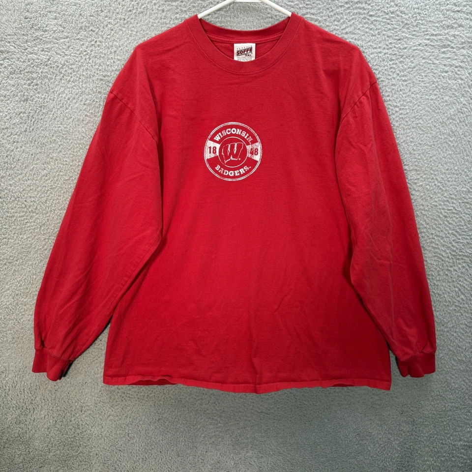 Camisa De Colección Wisconsin Badgers Adulto 2XL XXL Roja NCAA Deportes Universitarios Años 90 Y2K * Foto 1 de 4