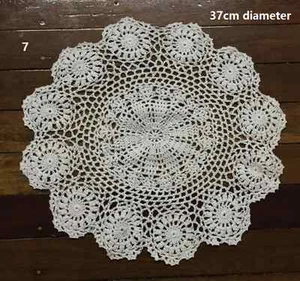 MANTEL DE GANCHILLO A MANO ANTIGUO EXTRA GRANDE DE COLECCIÓN DOILE DOILY blanco o crudo - Imagen 1 de 16