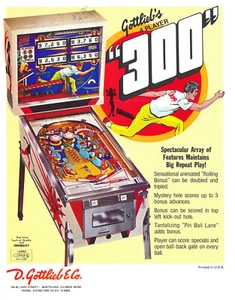 300 Gottlieb Pinball Flyer / Folleto / Anuncio - Bonito - Imagen 1 de 1