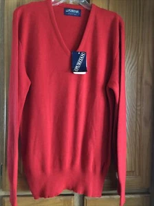 Vintage Puritan Herren (L) 100% Orlon Acryl V-Ausschnitt Pullover Sweater Rot Neu mit Etikett - Bild 1 von 4