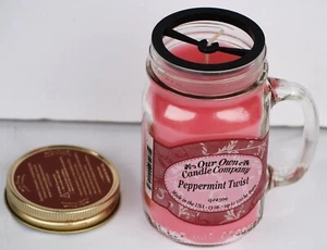 Peppermint Twist 13oz.  Mason Jar Candle by Our Own Candle Company - Picture 1 of 8
