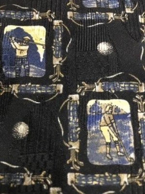 Mens Tie FERRELL REED Black GOLF Silk ITALY USA 60" L 3" W NEW Necktie Orig $50 Foto 1 de 4