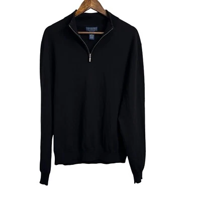 Suéter Pullover Joseph & Lyman 100% Lana Merino 1/4 Cremallera Negro Para Hombre XXL Foto 1 de 4
