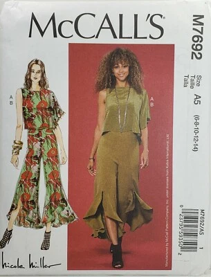McCall's M7692 Draped Top & Pants w Flounce Sz 6-14 UNCUT Nicole Miller Pattern - Image 1 of 4