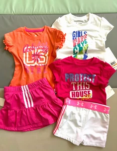 New Adidas Under Armour Girl Set 5 pc Summer Lot Skort Top Shirt Skirt 12 Months - Picture 1 of 12
