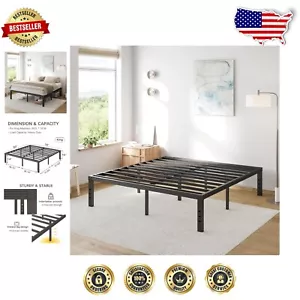Sturdy 16-Inch King Metal Bed Frame with Storage - Easy Assembly, No Box Spring - Picture 1 of 11