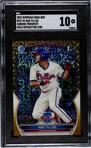Hao Yu Lee #52 Gold Mojo Refractor 2023 Bowman Mega Box 4/50 SGC 10 GEM MINT - Picture 1 of 2