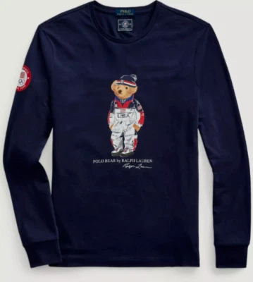 Polo Ralph Lauren Mens Navy Team USA Polo Bear Olympic T Tee Shirt Sweater NWT - Image 1 of 4