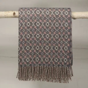 Quality Welsh Tapestry Style Wool Blanket Double UK Made Reversible French Navy - Picture 1 of 4