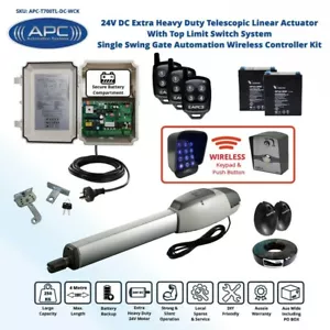 24V Extra Heavy Duty Single Swing Gate Opener & Closer Wireless Controller Kit - Picture 1 of 10
