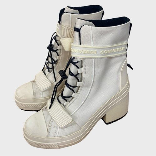 Mandrini Converse All Star bianchi neri con tacco plateau misura 7 5