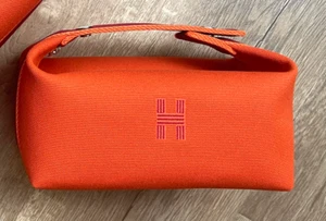 NUEVO HERMES Bride a Brac PM Pequeño Naranja Feu Toile Lona Cosmético Bolso de Mano Viaje - Imagen 1 de 7