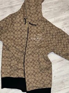 Coach Women's Signature oversized zip up Hoodie brown Multi XS - Picture 1 of 11