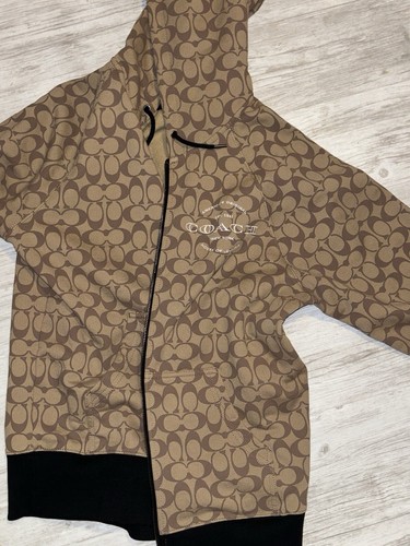 Coach Felpa con Cappuccio Donna Signature oversize con Zip Marrone Multi XS