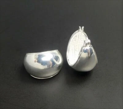 Minimal Chic Polished Sterling Silver Small Wide Tapered Huggie Hoop Earrings - Image 1 of 4