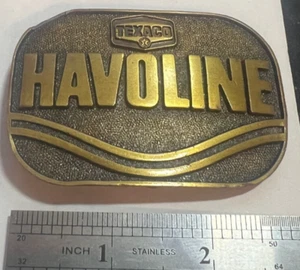 VINTAGE 70er Jahre - TEXACO - HAVOLINE - BRASSTONE OILFIELD GÜRTELSCHNALLE - Bild 1 von 2