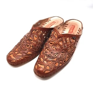 Pikolinos Zeppa Pelle Marrone Muletto Slip On Design Taglio Laser Donna 38 Taglia 7,5 - Foto 1 di 9