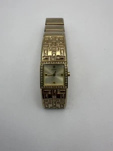 Guess Womens Gold Plated Square Face Watch With Crystal Accents & Adjustable Bra - Picture 1 of 5