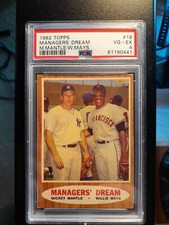 1962 TOPPS #18 MICKEY MANTLE-WILLIE MAYS MANAGERS' DREAM PSA 4 HOF