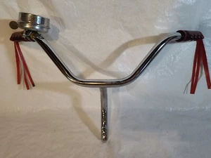 Vintage Roadmaster AMF Tricycle Handlebars, Red Grips, Tassels & Bell - Picture 1 of 9
