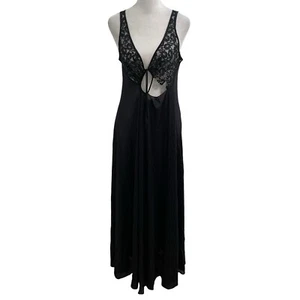 Vintage Olga Full Sweep Spitze Schlüsselloch langes Nachthemd 9635 schwarz Gr. Medium/Large - Bild 1 von 12