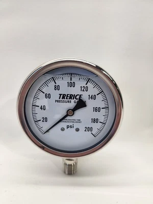 Trerice D83LFSS4004LA200 - 4.0" D80 Series Industrial Gauge, 1/2" NPT 200 psi - Image 1 of 3