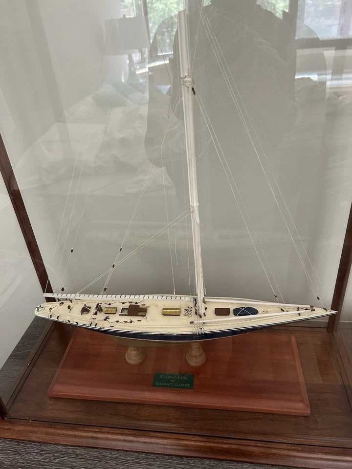 Glass Case Is 30x23x11”.  Model Of The Yacht Endeavor By Seacraft Classics - Image 1 of 3