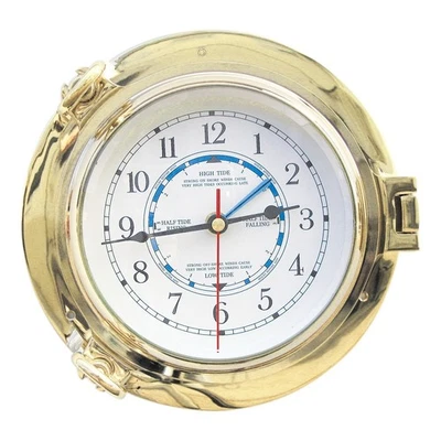 Tidenuhr im Bullauge Nautik aus Messing Sea-Club - Bild 1 von 4