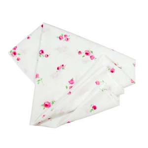 White Cotton Batiste Lawn Fabric Pink Rose Print Soft Sewing Material 45" x 53" - Picture 1 of 6