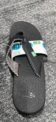 Chanclas Sanuk Yoga Mat Comfort Talla 10 Negro/Negro Nuevo Con Etiquetas Foto 1 de 4