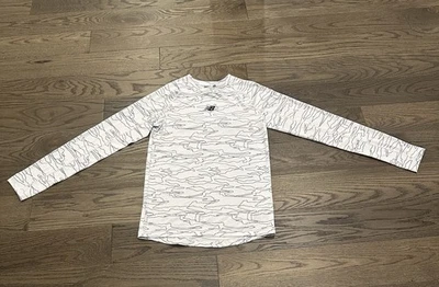 New Balance Boys Base Layer Size  14-16 White Camo Long Sleeve Compression Shirt - Image 1 of 4