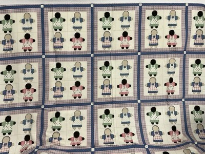 Cheater Quilt Rag Dolls Gingham Blocks, 68” X 45”, 40 Blocks - Image 1 of 3