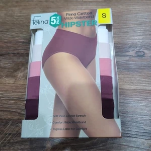 Underwear Felina Hipster Cotton Stretch NEW Women Panties Pima Soft 5 Pack Small - Imagen 1 de 3
