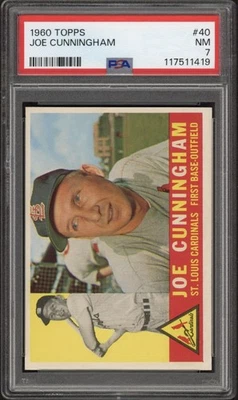 1960 Topps Joe Cunningham #40 PSA 7 casi como nuevo Cardenales de San Luis Foto 1 de 2
