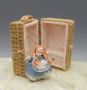 Vintage OOAK Doll's Toy Doll With Doll Trunk Dollhouse Miniature 1:12 - Picture 1 of 10