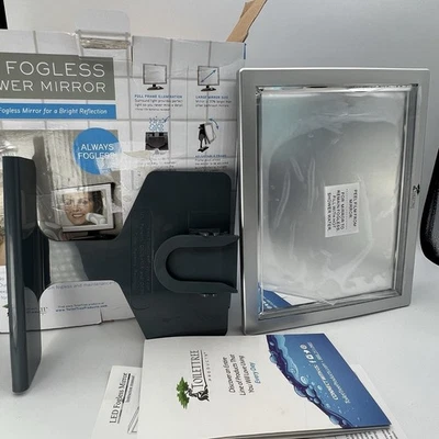 Large Fogless Shower Shaving Mirror LED Light Anti Fog Razor Shelf NEW TTP-LED01 - Image 1 of 4