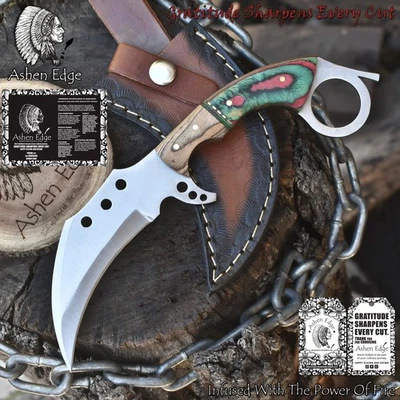 Cuchillo Karambit Forjado Borde Ashen Herramienta D2 Acero Madera Dura Madera Refuerzo Deportes Foto 1 de 4