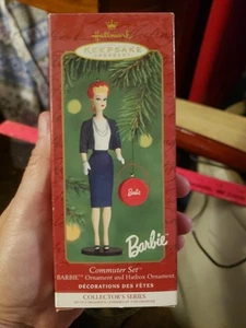 2000 Hallmark Barbie ORNAMENT COMMUTER SET 1959-60 #7 SERIES W/ HATBOX ORNAMENT - Picture 1 of 14