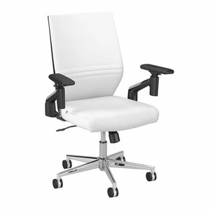 Pemberly Row Contemporary Mid Back Leather Office Chair in White - Picture 1 of 14