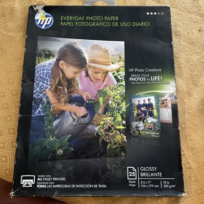 HP Everyday Glossy Photo Paper (25 Sheets) 8.5" x 11"  Q5498A New In Box - Image 1 of 2