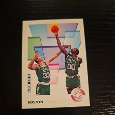 Larry Bird Robert Parish 1991-92 SkyBox #460 TW Boston Celtics Foto 1 de 2