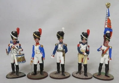 (5) Guardias Franceses Antiguos e Imperiales con Shako's 75mm Metal Soldiers (EX) Pro Pintado Foto 1 de 4