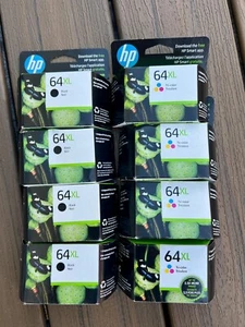 HP 64XL Lot of 8 NIB 4 Black + 4 Tri Color NEW! - Picture 1 of 2