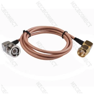 3 Meter BNC Male Right Angle to SMA Male Right Angle RG400 Pigtail Coaxial Cable - Picture 1 of 3