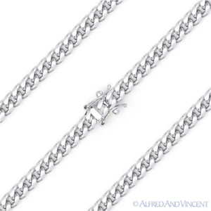 3.5mm Miami Cuban Curb Link Italy .925 Sterling Silver w/ Rhodium Chain Necklace - Picture 1 of 2