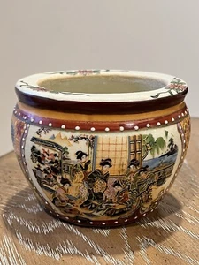 Vintage/ Antique Japanese Satsuma Geisha Floral Decorative Pot Planter Dish 3.5” - Picture 1 of 13